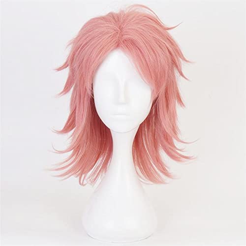 Anime Demon Slayer Kimetsu No Yaiba Sabito Pink Cosplay Wig Heat Resistant Synthetic Hair Wigs Halloween