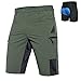 Produktbild Vzteek MTB Hose Herren Fahrradhose mit Gepolstert, MTB Shorts Herren Mountainbike Hose, Atmungsaktiv, Schnelltrocknende,Grün,L