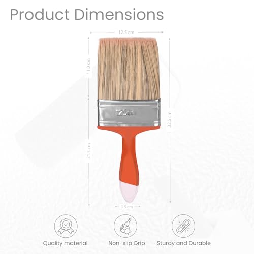 Image of The Decor Co. SINGH IS KING 125mm Paint Brush with Soft Thick Synthetic Bristles and Wooden Handle Water-Based Home Wall Oil Enamel Canvas Painting Brushes for DIY & Professional (Pack of 1, Random Colours)