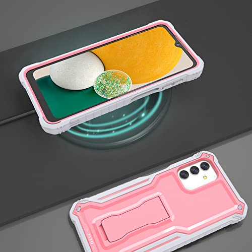 FITO for Samsung Galaxy A13 Case, Dual Layer Shockproof Heavy Duty Case with Glass Screen Protector for Samsung A13 5G Phone, Built in Kickstand (Pink) by FITO - Image 6