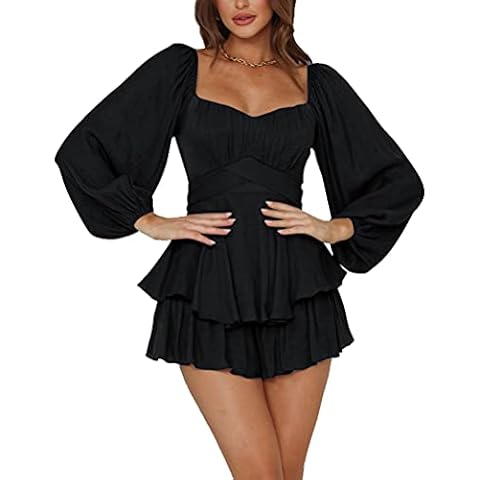 LYANER Women's Jumpsuit With Ruffle Layer Tie Cover