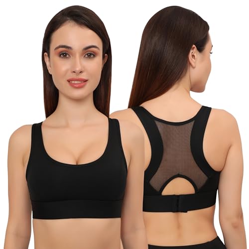 Image of GLAMORAS Nylon Spandex Active Sports Bra for Women | Full Coverage, Non-Wired, Seamless, Stretchable & Support Activewear for Women | Criss Cross Back Crop Tops for Gym, Yoga & Workout - Size: S - 2XL