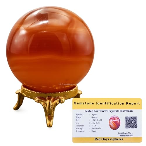 Image of Certified Red Onyx Crystal Ball for Meditation - Premium Crystal Vastu Items for Home and Feng Shui Items for Good Luck - Ideal for Pooja Supplies and Spiritual Practices (1.5 inch Inch)