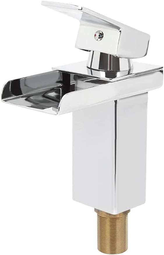 Hanstore Basin Mixer Tap Bathroom Taps Waterfall Mixers Single Lever Chrome Plated Brass Sink Mixer Tap with Hoses - Image 3
