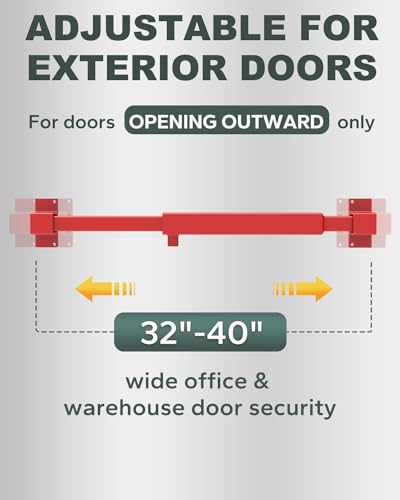 LARIFULL Steel Door Security Lock Bar/Door Barricade Security Bar Adjustable for Exterior Doors Universal Theft Protection Heavy Duty Door Brace to Secure Your Office & Warehouse Doors