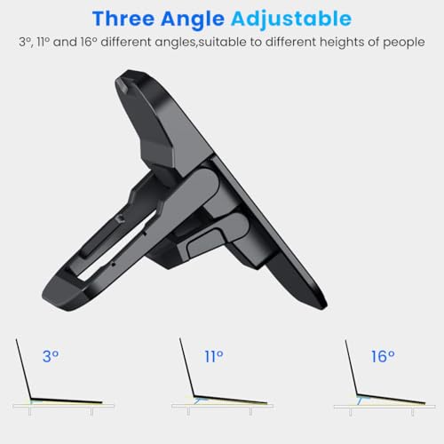 Image of ZORBES Portable Invisible Laptop Riser Stand, 2 Mini Self-Adhesive Alloy Metal Folding Desk Stand, Lightweight Laptop Desk Feet for MacBook, Lenovo, HP, Dell, Laptops & Tablets, 2pc (Black) | Folding Laptop Risers with 2 Hights Aluminum Alloy Mini Laptop Risers Feet, Pack of 2, Black