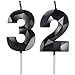 Yiran Geburtstagskerzen Zahlen 32 Schwarz, Tortendeko Geburtstag, Kuchendeko Geburtstag, Geburtstagskerzen für Geburtstagsdeko, Nummer 32