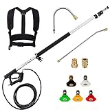 M MINGLE Telescoping Pressure Washer Wand, 18 Feet Telescopic Lance with 2 Extension Wands, 2 adapters, 5 Nozzle Tips and Support Belt, 4000 PSI