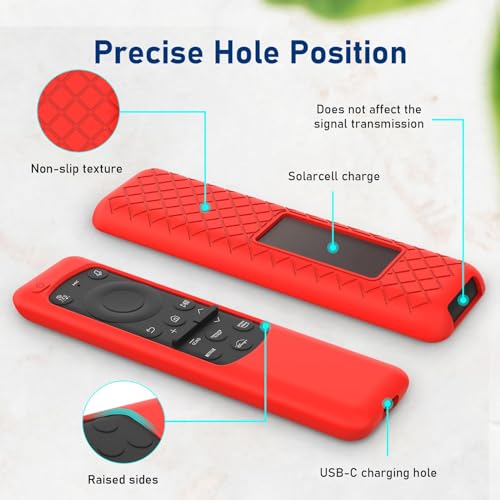 Image of ADDGRIP Silicone TV Remote Cover Compatible with Samsung Smart TV Remote 2023 BN59-01432G BN59-01432A (Samsung Smart TV 2023 Model Solar Remote Cover - Style 8, Red - Style 8)