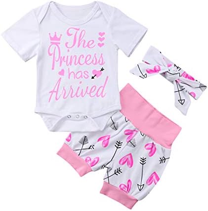 Newborn Baby Girls Clothing Set Letter Words Romper Bodysuit Headband Hat Pants Outfits