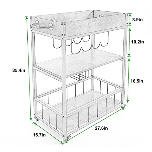 HOMCOM Chariot De Cuisine Avec 4 Roues 3 Étagères Tiroir Blanc