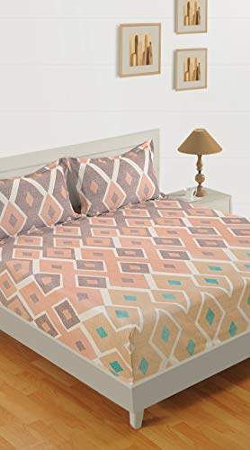 Image of Swayam Pure Cotton Double Bedsheet with 2 Pillow Covers | 160 TC Soft Breathable Bed Sheet | Geometric Printed | Size 90 x 100 inch | Comfortable & Durable for Bedroom - Brown