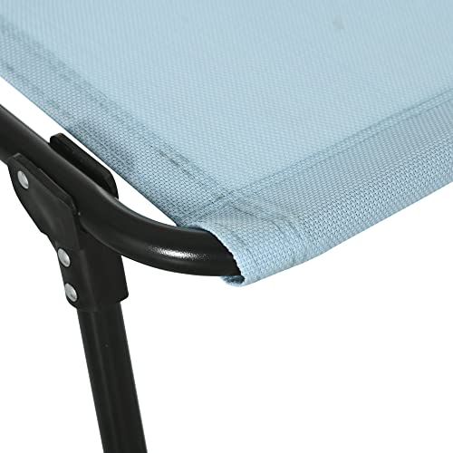 Outsunny Folding Chaise Lounge Pool Chairs, Outdoor Sun Tanning Chairs, Folding, Reclining Back, Steel Frame & Breathable Mesh For Beach, Yard, Patio, Baby Blue #TOP7