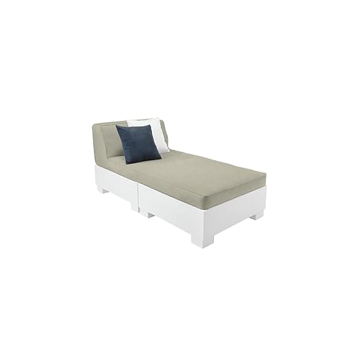 Ledge Lounger Affinity Deep Seating Outdoor Lounge Group Chaise - Chair for Patio, Backyard, Garden, Deck, Yard, in Pool and Poolside - All-Weather Fabric (White-Cadet Grey)