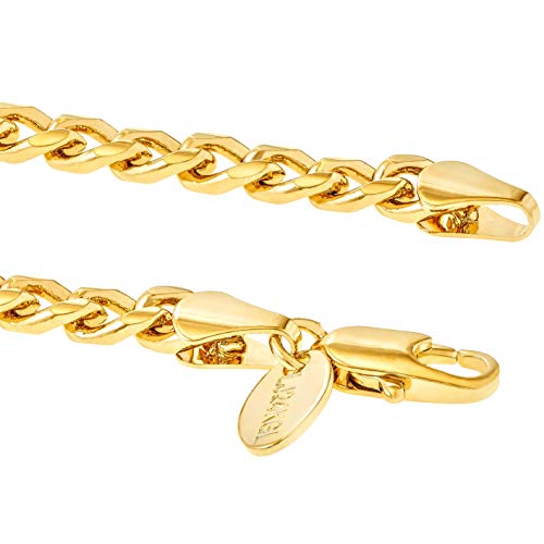 Lifetime Jewelry 5Mm Cuban Link Chain Bracelet For Men & Women 24K Gold Plated, 7 Inches #TOP5
