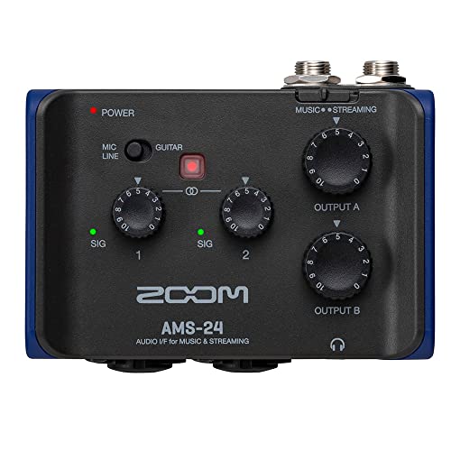 Zoom Ams-24 2X4 Usb Audio Interface For Music And Streaming + Xlr Microphone Cable Male To Female 6 Ft Fully Balanced Premium Mic Cable + 6Ft 1/4" Trs - 1/4" Trs Cable + Batteries #TOP1