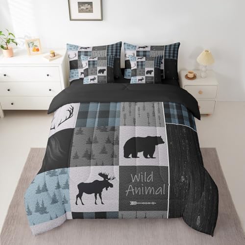Queen Comforter Set Bear Wild Animal 7 Pieces, All Season
