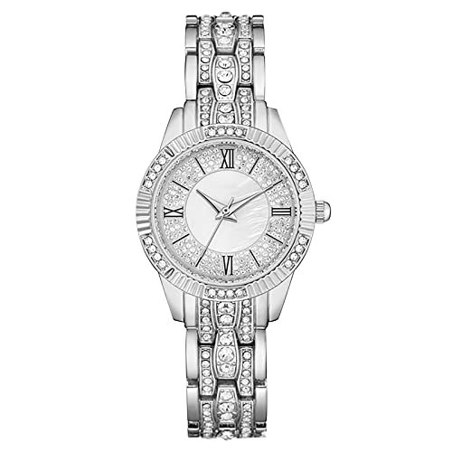 Digital Watches for Women Diamond Ladies Watches Simple Ladies Watches Metal Strap Watches Women's Gift Watches Rubber Watch Strap 22mm (Silver, One Size)