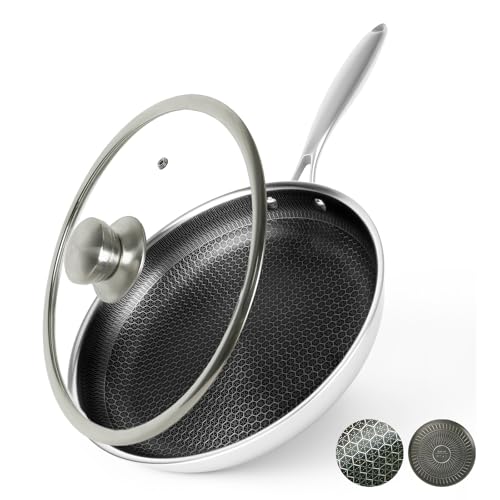 BIRFYDO 24 cm Antihaft-Bratpfannen mit Deckel,...