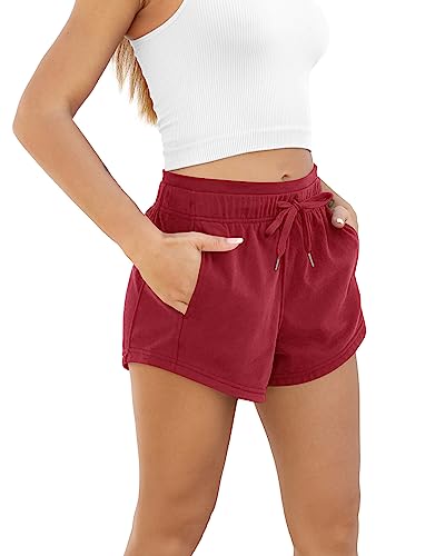 Image of ODODOS Women's Sweat Shorts with Pockets Cotton French Terry Drawstring Summer Workout Casual Lounge Shorts