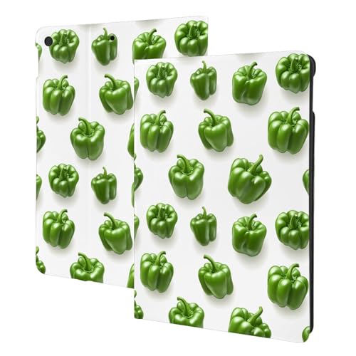 Housse iPad 10.2 avec veille automatique et support folio multi-angle imprimé piment vert