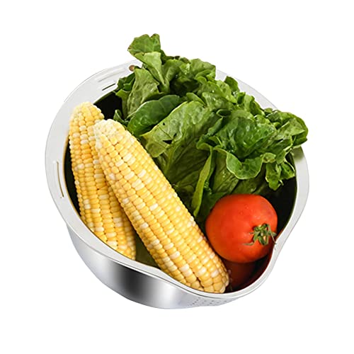 Cuenco Para Lavar Arroz | Cuenco Colador De Arroz | Cuenco Para Lavadora De Arroz De Acero In-oxidable | Escurridor De Alimentos De Gran Capacidad Con Filtro Lateral Cuenco De Lavado Microporoso