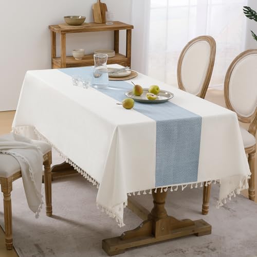 Softalker Outdoor Linen Rectangle Tablecloth with Tassel, 55 x 70 Inch by Softalker - Used condition - Image 2