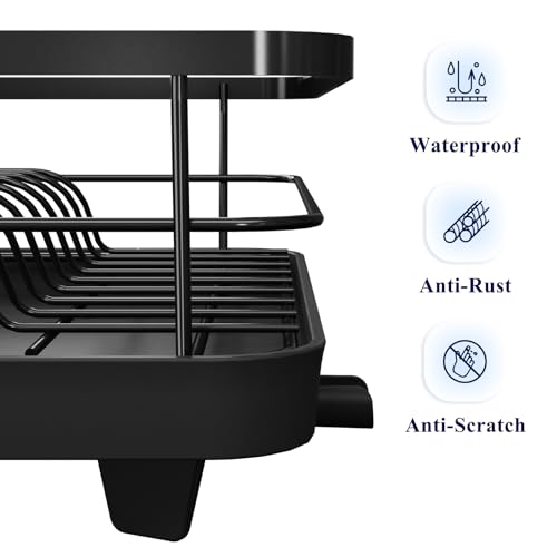 Kitsure Escurridor de Platos: escurridor de Platos Que Ahorra Espacio, escurridor de Platos para encimera de Cocina, Estante de Secado de Cocina de Acero Inoxidable Duradero con un Soporte para