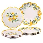 Lemon Melamine Plates, 8-Piece Dinner and Salad Plate Set