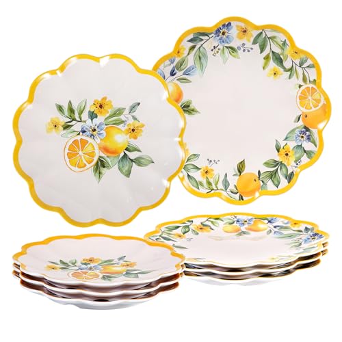 Lemon-Melamine-Plates-8-Piece-Dinner-and-Salad-Plate-Set Lemon Melamine Plates, 8-Piece Dinner and Salad Plate Set - Image 1