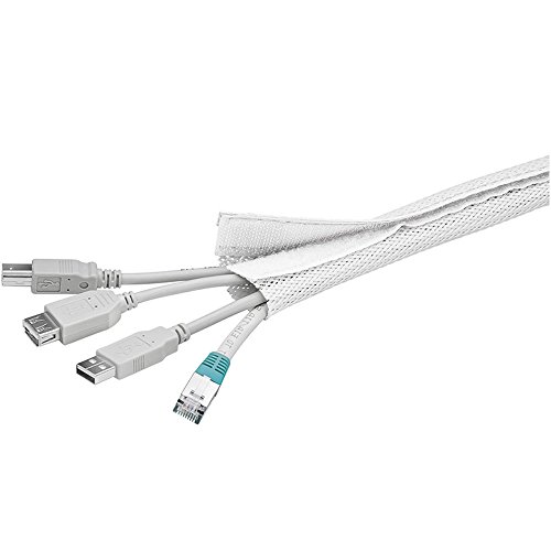 Preisvergleich Produktbild Systafex ® Flexibler Kabelschlauch Kabelführung Kabelkanal mit praktischen Klettverschluss 2m Weiss