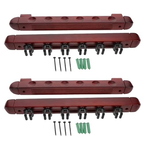 Porte-queues mural bois couleur vin pour éviter les chutes et ranger 6 billards par set