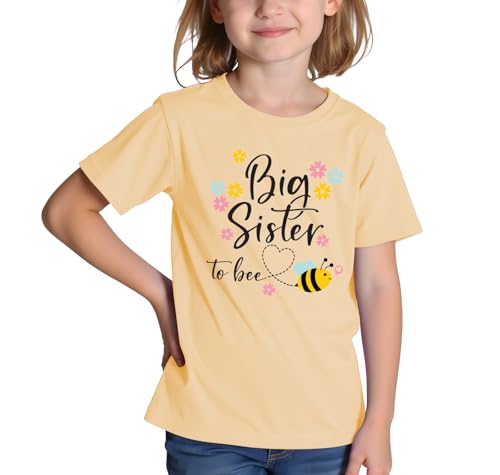 Image of Big Sister Shirt Baby Girl Cute Bees Tee Announcement Toddler Shirts Sibling Reveal Short Sleeve