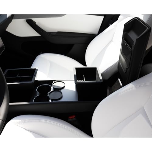 CYBERBEANS 4Pcs for Tesla New Model 3/Y Juniper/Highland Non-Slide Center Console Organizer Tray Interior Accessories 2024/2025/2026,Hidden Storage Box,Cup Holder & Armrest Drawer Organizer by CYBERBEANS - Used condition - US$28.49