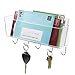 mDesign Plastic Wall Mount Mail and Key Holder with 5 Hooks, Hanger Rack Shelf for Home Entryway, Mudroom, Kitchen, Hold Letters, Cards, Magazines, Coats, Umbrellas, Ligne Collection - Clear
