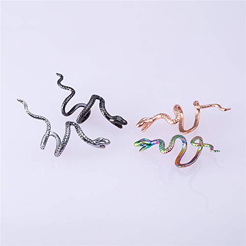 Snake Cuff Earrings For Women Men Unisex Adjustable Vintage Fashion Edgy Goth Gothic Snake Earrings Non Pierced Ear Cuff Clip On Wrap For Man Teens Eboy Egirl Black #TOP4