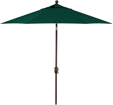 Treasure Garden 7.5ft Patio Umbrella Outdoor Market Umbrella Push Button Tilt Bronze Aluminum Frame Sunbrella, Forest Green