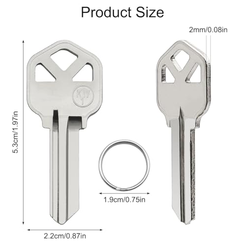 AYWFEY KW1 Blank Key Blanks, Pack of 15 High Quality Brass Uncut Blank Keys, with 2 Key Rings, Copper Structures Blank Keys for Residential & Commercial Locks