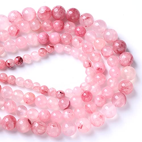 60Pcs 6Mm Natural Rose Pink Persian Jade Gemstone Round Loose Spacer Beads For Jewelry Making Healing Energy Stone Beads Diy Bracelets Necklaces 15" (Rose Persian Jade, 6Mm) #TOP2