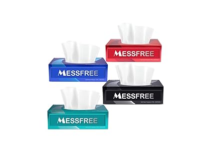 Messfree Box Face Tissue Paper [Car Tissue] 100 Pulls 2Ply (Pack of 4-400 Pulls, 800 Sheets) in Safe Cartoon Packaging