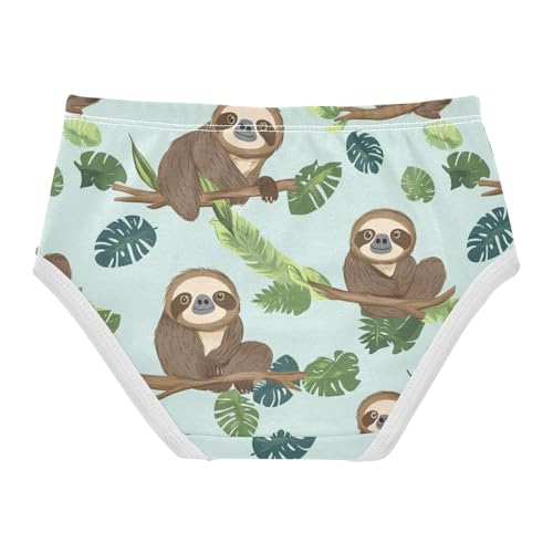 Wusikd Sloth Girls' Underwear Cotton Tropical Animal Girls Briefs Soft Toddler Underwear 2T2
