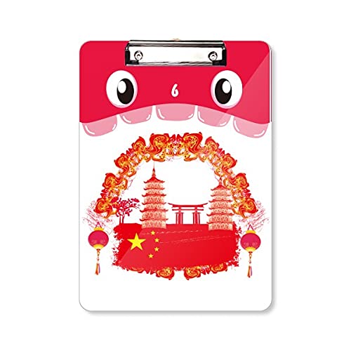 Lanterne rouge de Chine bloc-notes A4 à dossier plat pour le bureau