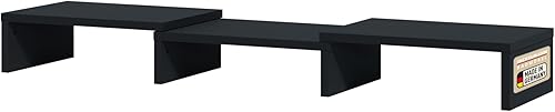 Probus Screen-Up Monitor Stand - Ergonomic Desk Organiser, Adjustable Width 70 to 105.5 cm, Anthracite - Made in Germany