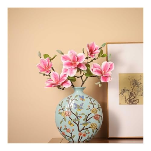 Vase style chinois à col plat idéal pour stabiliser les bouquets de fleurs - 5