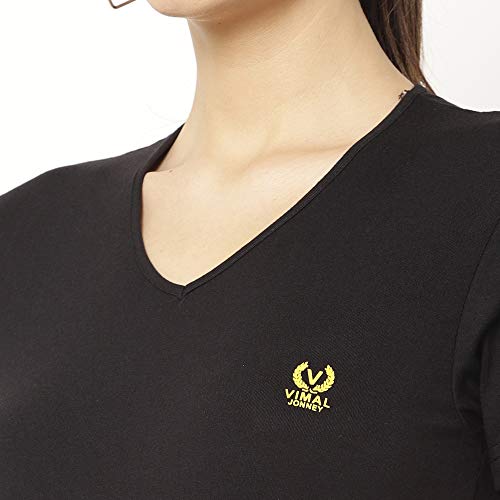Image of Mack JONNEY Cotton Blend V Neck Half Sleeve T-Shirt for Women (Pack of 2)
