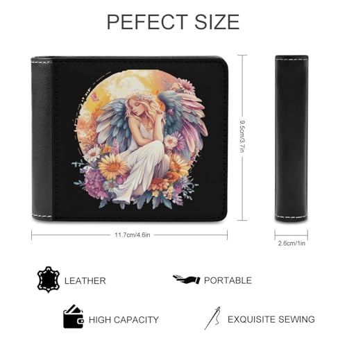 Angelsflowers Bifold Wallet for Men Women PU Leather Slim Purse Pocket Wallet with Card Holder2