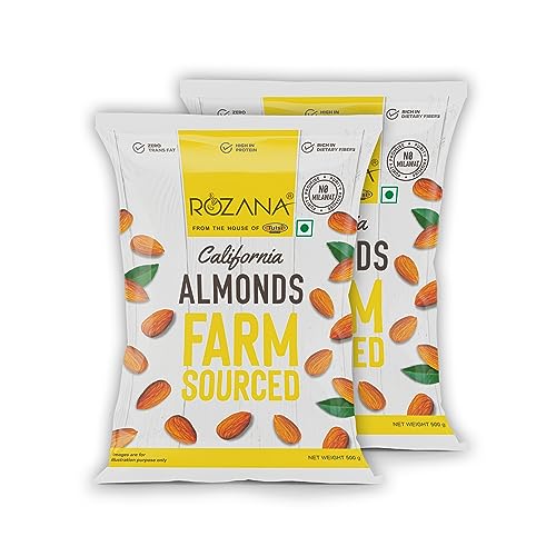 Image of Tulsi California Rozana Almonds Kernels 1000g (500g x 2), Dry Fruits