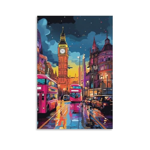 Impression sur toile Londres pour salon et chambre : décoration murale au format 50x75cm