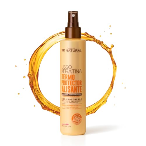 Be Natural Lisso Keratina Heat Protectant Smoothing Spray (Pack of 1) – Thermal Protector for Hair with Keratin & Anti-Frizz Formula – Professional Shine & Soft Finish