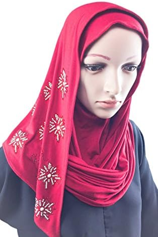Kashkha Jersey Pearl Flowers Ready to Wear Instant Hijab Scarf
